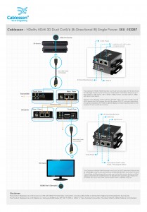 Cablesson HDelity HDMI 3D Dual Cat5/6 (Bi-Directional IR) Single Power