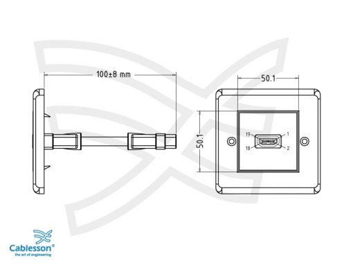 Cablesson HDMI Wall Plate Single Connector 100 - Black