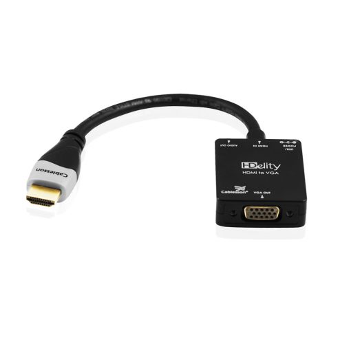 Cablesson Active HDMI to VGA Male to Female Adapter with Micro USB Power (Black)