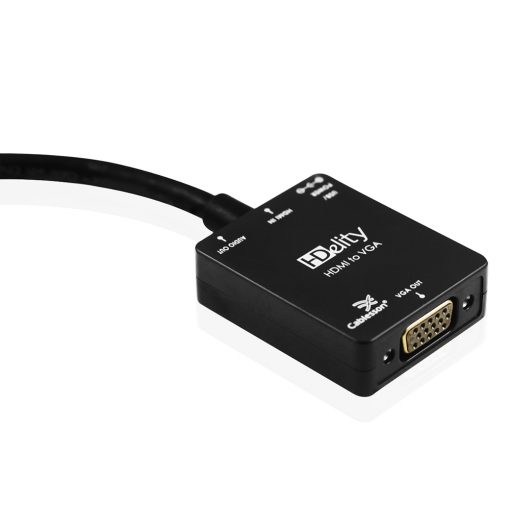 Cablesson Active HDMI to VGA Male to Female Adapter with Micro USB Power (Black)