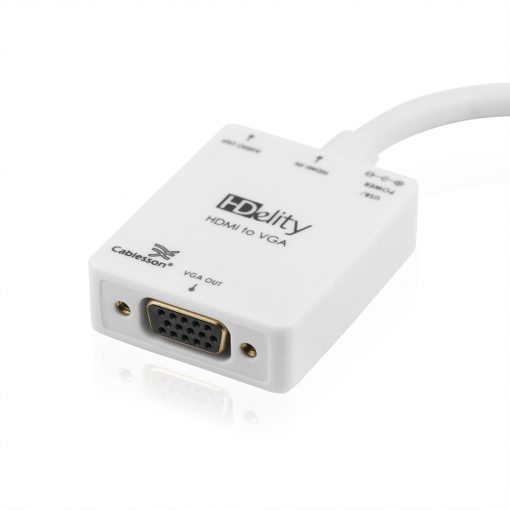 Cablesson Active HDMI to VGA Male to Female Adapter with Micro USB Power (White)