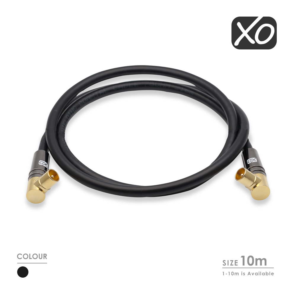 XO - 10 M Coax (Male) Right Angle to Coax (Male) Right Angle Cable - Black