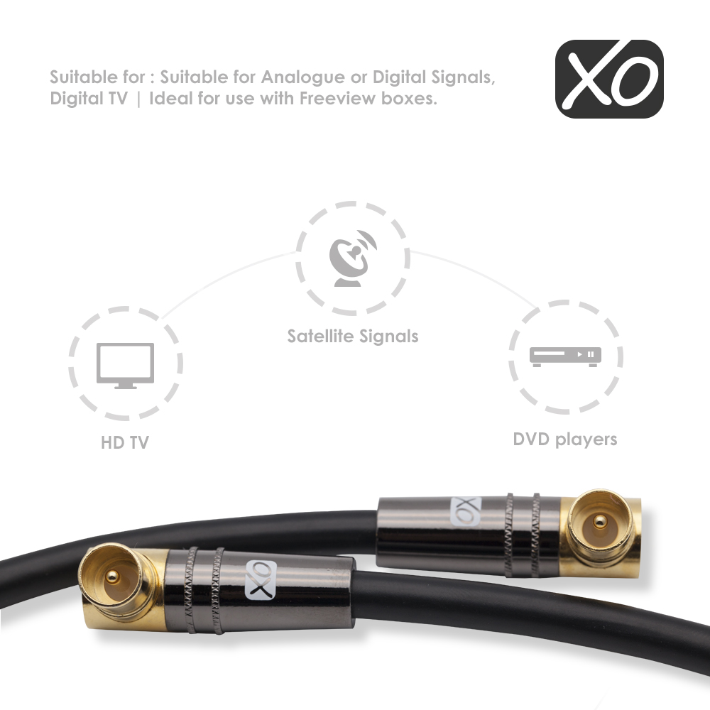 XO - 10 M Coax (Male) Right Angle to Coax (Male) Right Angle Cable - Black - Image 2