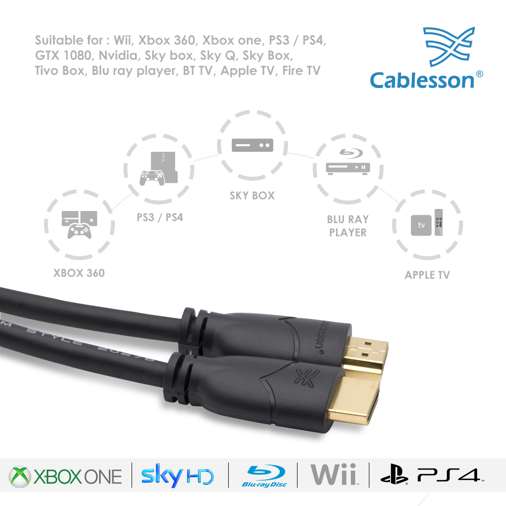 øje Assassin Stjerne Basic 7m High Speed HDMI Cable with Ethernet - Black - Cablesson