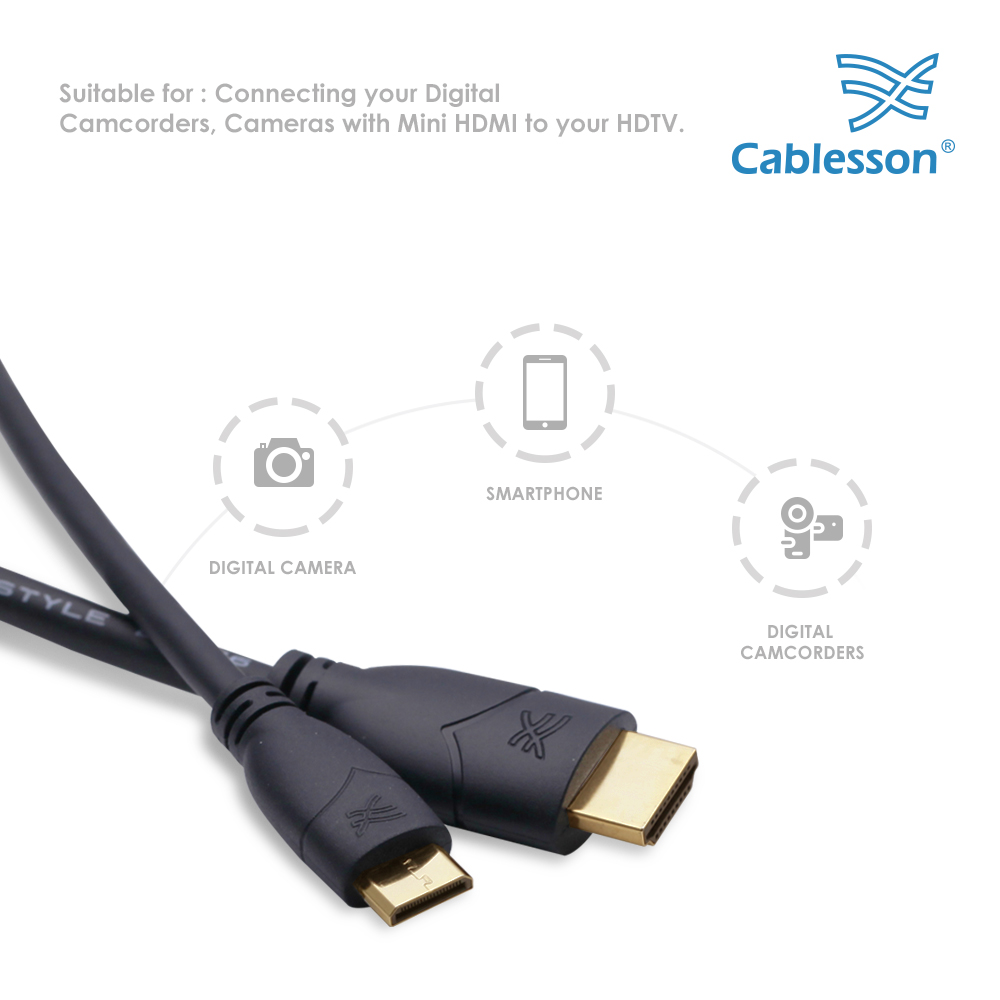 Cablesson Basic High Speed 2m Mini HDMI to HDMI Cable with Ethernet - Image 3