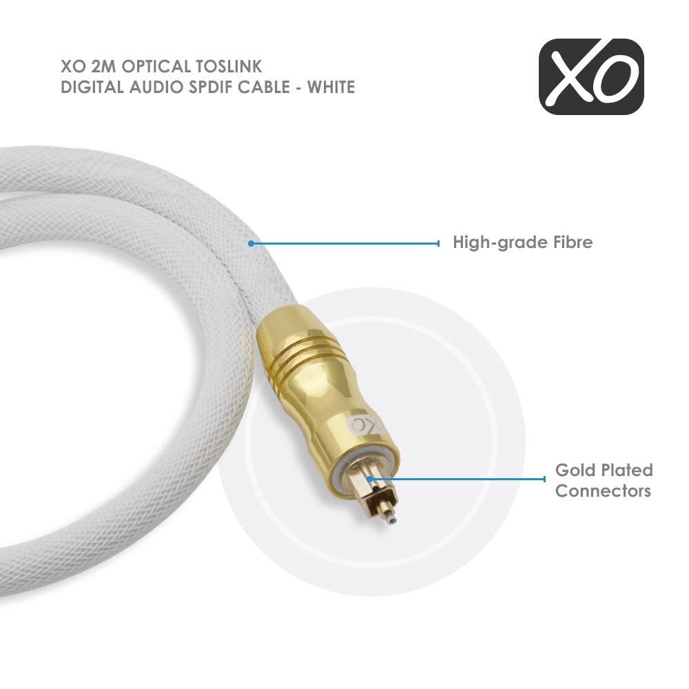 XO Ultra 2m / 2 metre Optical White Gold Cable - Image 4