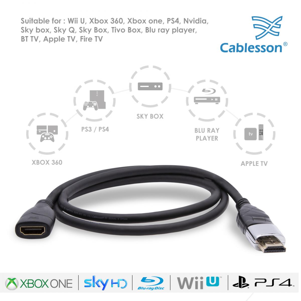 Cablesson Ivuna Flex Plus 1m High Speed HDMI Verlängerungskabel (HDMI Typ A, HDMI 2.1/2.0b/2.0a/2.0/1.4) - 4K, 3D, UHD, ARC, Full HD, Ultra - Image 3