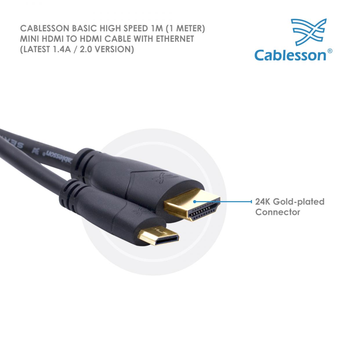 Basic 1.5m / 1.5 Metri Micro (Tipo D) HDMI su HDMI cavo ad alta velocitá con Ethernet (Ultima versione 1.4a / 2.0) placcato d'oro 3D Full H - Image 4