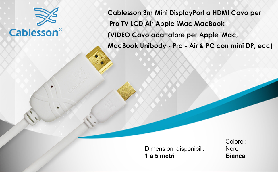 2 Pack Mini DP to HDMI Male Cable (3m) - Image 5