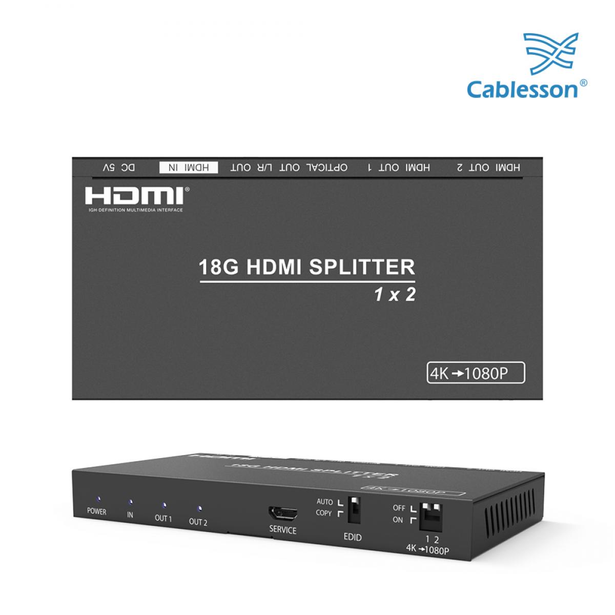 Cablesson HDMI 2.0 1x2 Splitter 18G 4:4:4 with Scaler Audio - Image 5