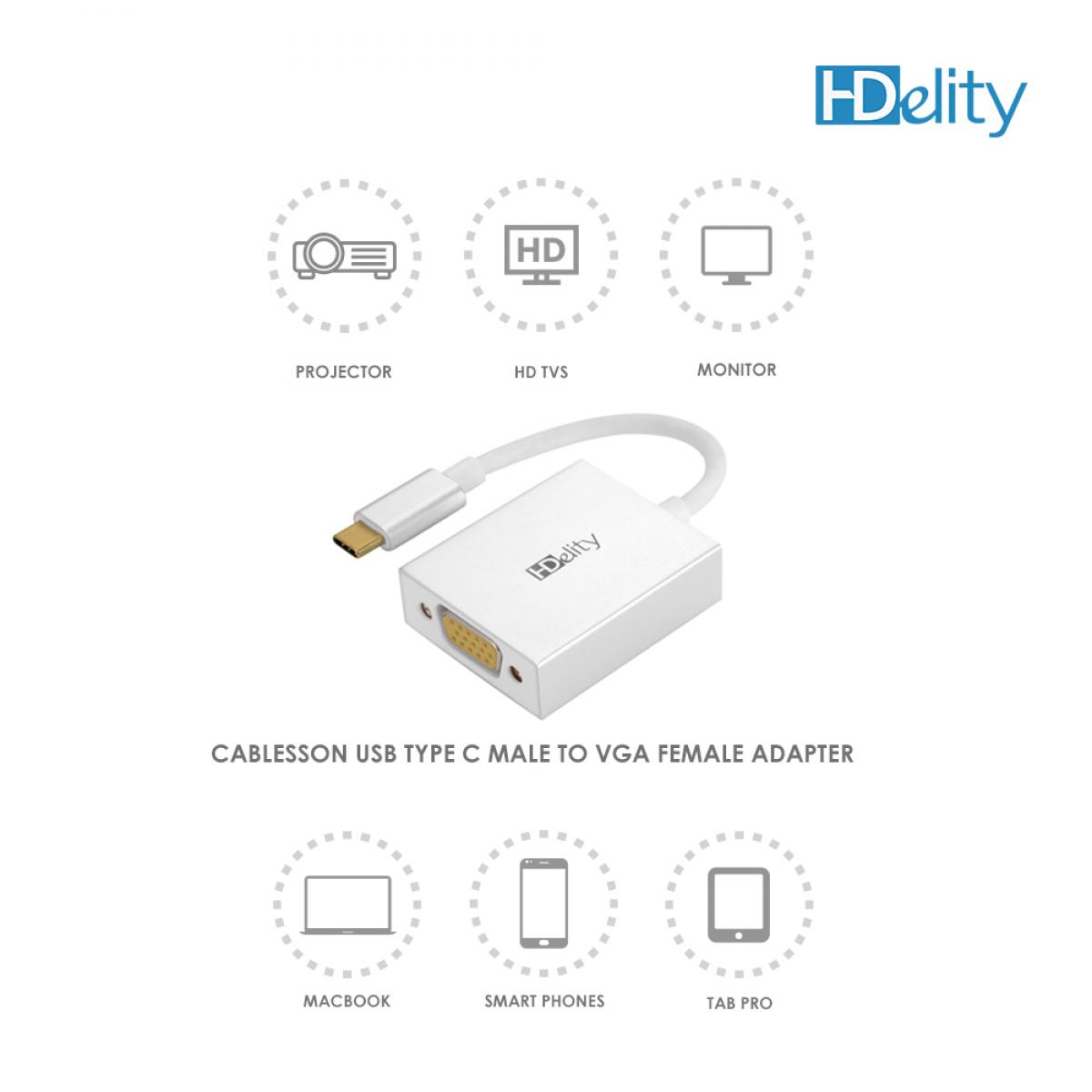 HDElity USB Type C Male to VGA Female Adapter-White - Image 6