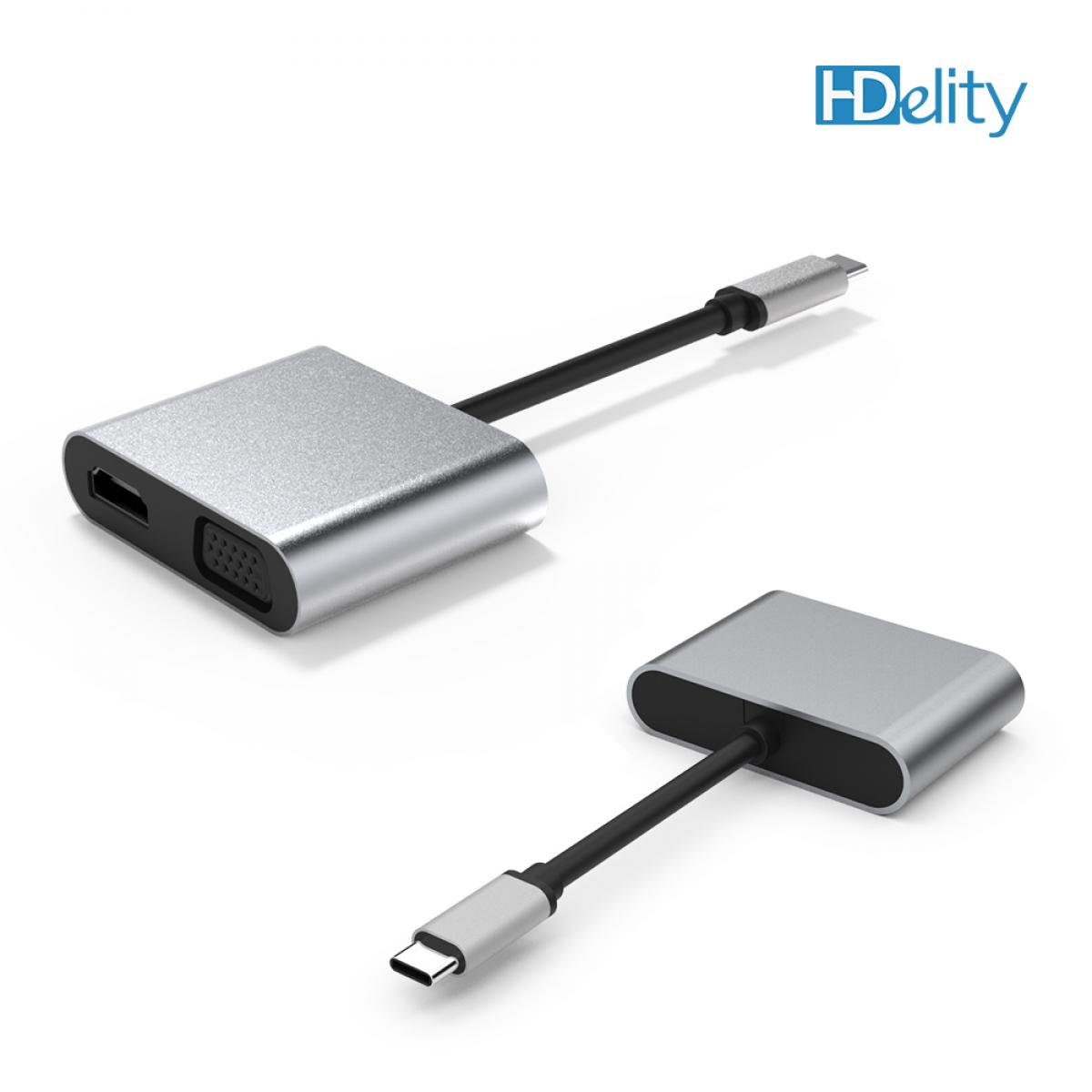 HDelity USB Type C Male to VGA Female +HDMI Female Adapter - Image 5
