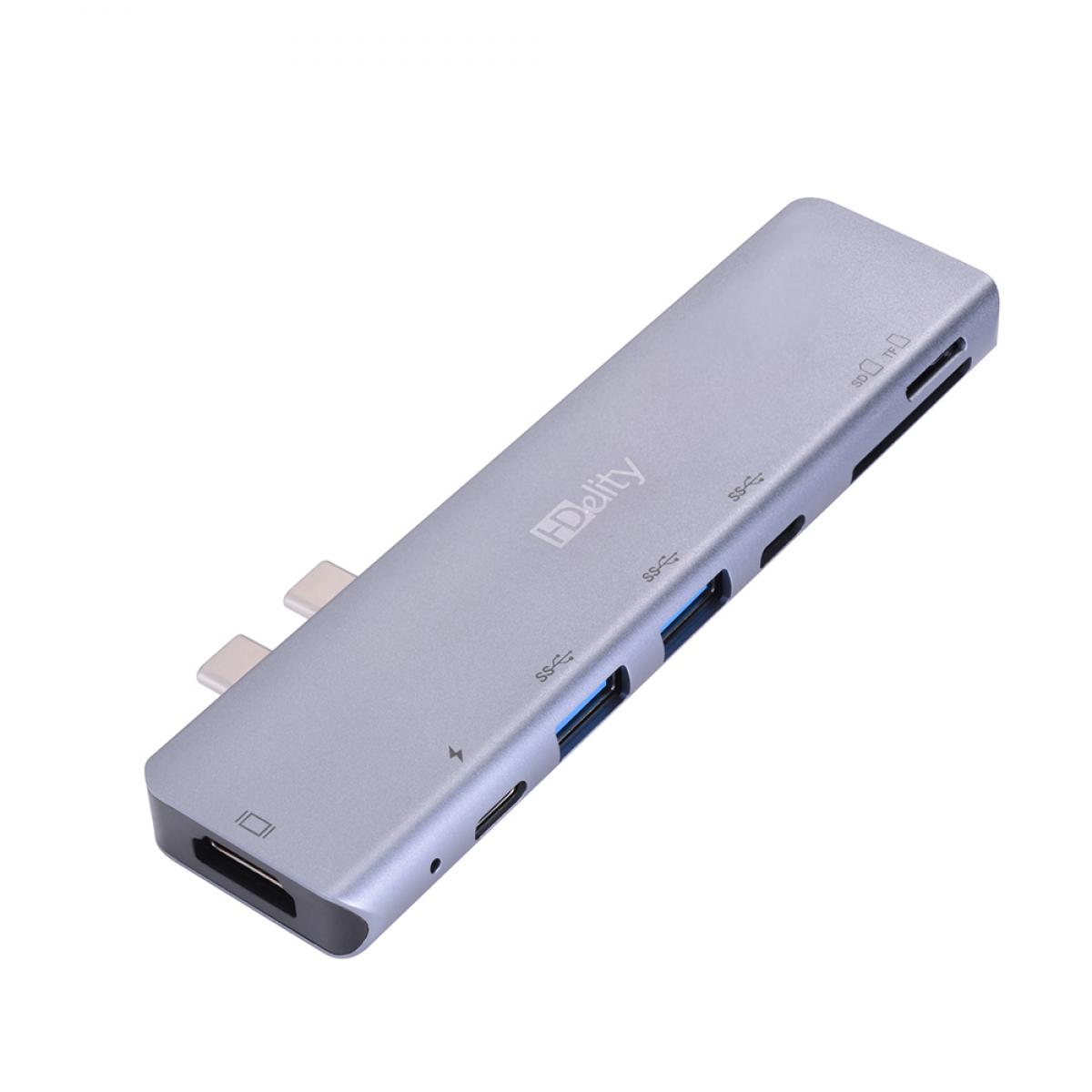 HDelity USB 3.1 Type C Male to HDMI+2*USB 3.0+SD/TF+Type C Female Port