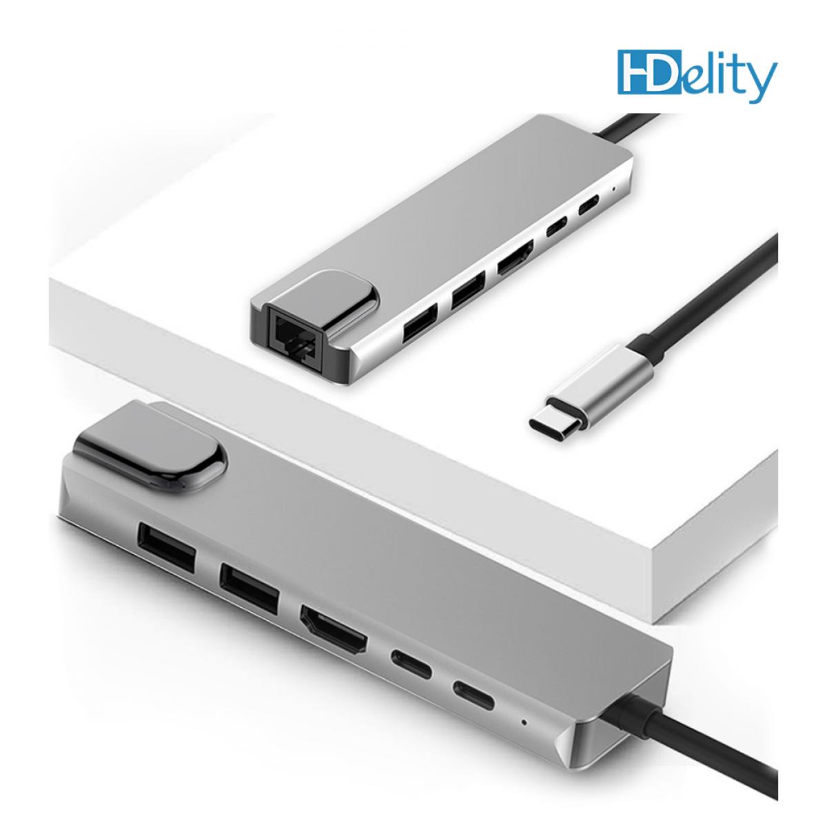 HDelity USB Type C Male to USB 3.0 * 2 + HDMI +Type C Female * 2 Adapter 6 in 1 - Image 5