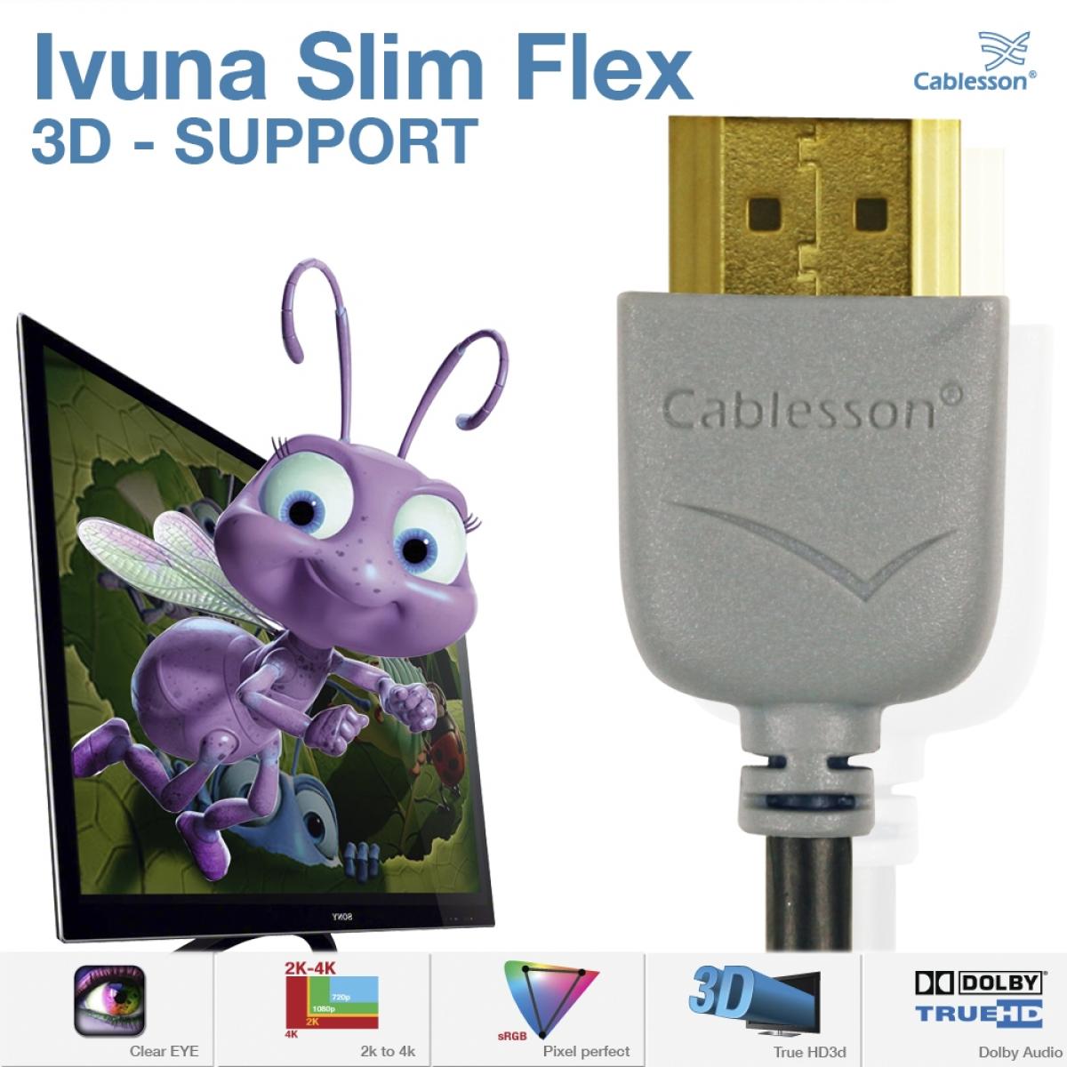 Cablesson Ivuna Slim Flex 2m High Speed HDMI Kabel (HDMI Typ A, HDMI 2.1/2.0b/2.0a/2.0/1.4) - 4K, 3D, UHD, ARC, Full HD, Ultra HD, 2160p, HD - Image 3