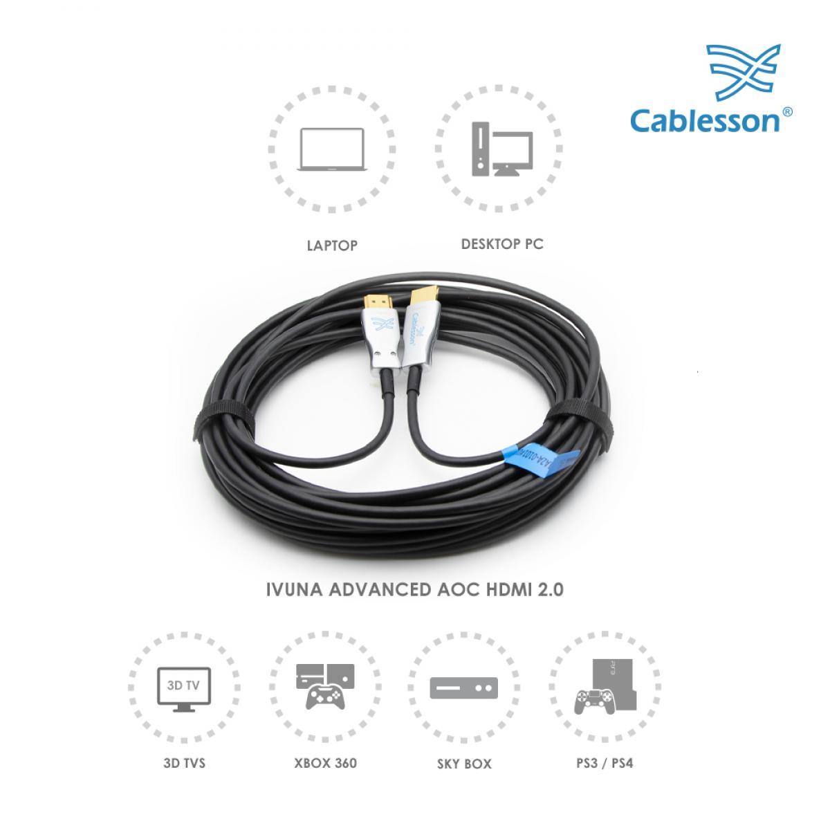 Cablesson 1x2 HDMI 2.0 Splitter WITH EDID (18G) with Ivuna Advanced AOC HDMI 2.0 - 10m - Image 7
