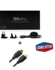 Cablesson 1x2 HDMI 2.0 Splitter WITH EDID (18G) with Basic 1m High Speed HDMI Cable with Ethernet - Black