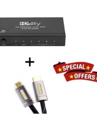 Cablesson HDelity 1x4 HDMI splitter with 4K2K with XO Platinum 6m High Speed HDMI Cable with Ethernet - Silver