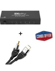 Cablesson HDelity 1x4 HDMI splitter with 4K2K with Ivuna Flex Plus 1m High Speed HDMI Cable with Ethernet