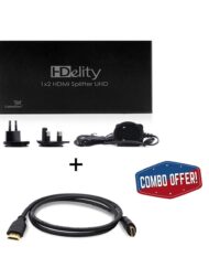 Cablesson 1x2 HDMI 2.0 Splitter WITH EDID (18G) with Basic 2m High Speed HDMI Cable with Ethernet - Black