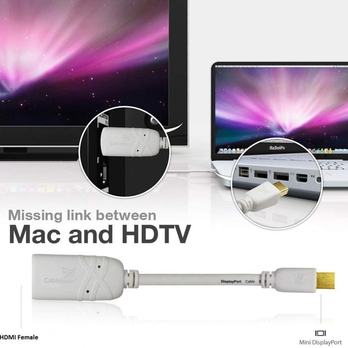 Cablesson Mini Displayport male to HDMI Adapter with Mini Displayport male to HDMI male cable 2 Meter ( Bundle ) - Image 5