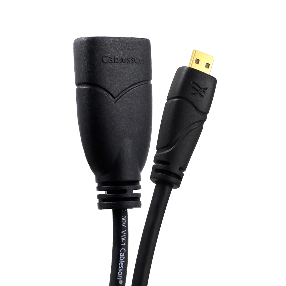 Cablesson Ivuna Micro HDMI 0.2m Verlängerungskabel - bis zu 1080p - v 1.4 / 2.0 - Audio und Video - Full HD - Verbindet HD-Geräte mit dem