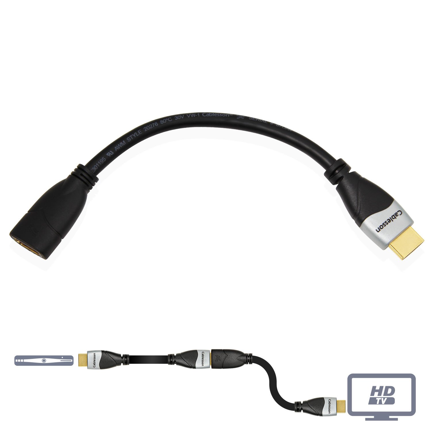 Cablesson Ivuna HDMI Male to Female 0.2m Extension Cable - Image 3