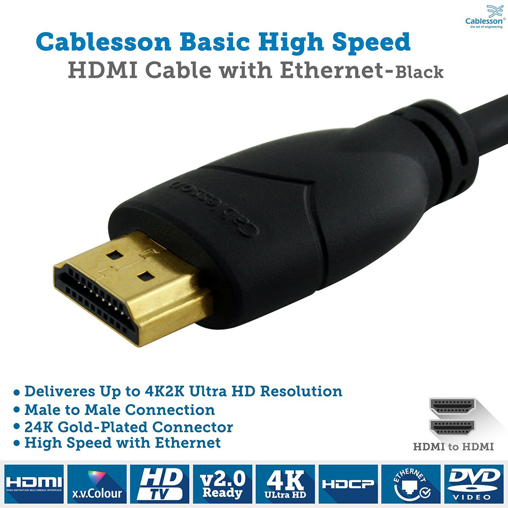 Basic 1.5m High Speed HDMI Cable with Ethernet - Black - Image 7